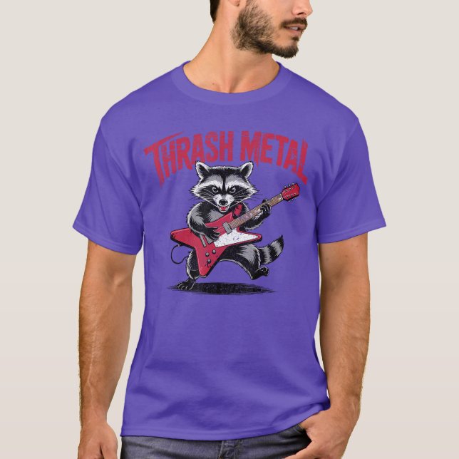 Camiseta Mapache de Thrash Metal tocando guitarra divertido (Anverso)
