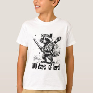 Camiseta Mapache Divertido 100 Días De Caos Escolar Feral