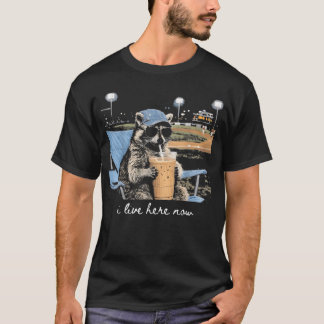 Camiseta Mapache Divertido Campo De Béisbol Vivo