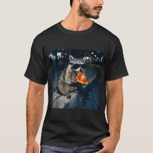 Camiseta Mapache divertido comiendo pizza selfie de animal 