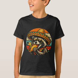 Camiseta Mapache Divertido Comiendo Taco Gráfico Retro Somb