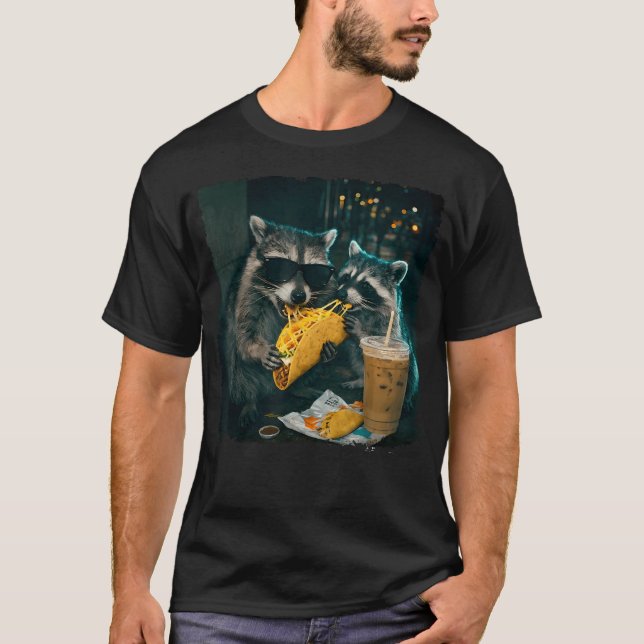 Camiseta Mapache Divertido Comiendo Tacos Para Cinco De (Anverso)