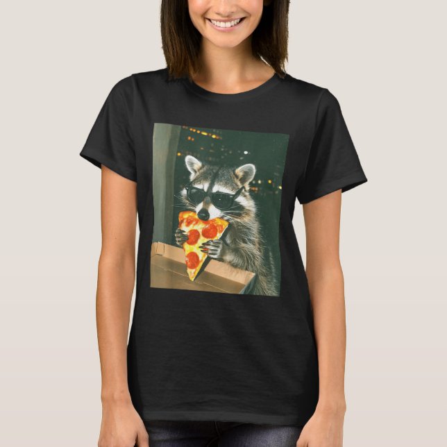 Camiseta Mapache Divertido Comiendo Zza Animal Meme Hombres (Anverso)