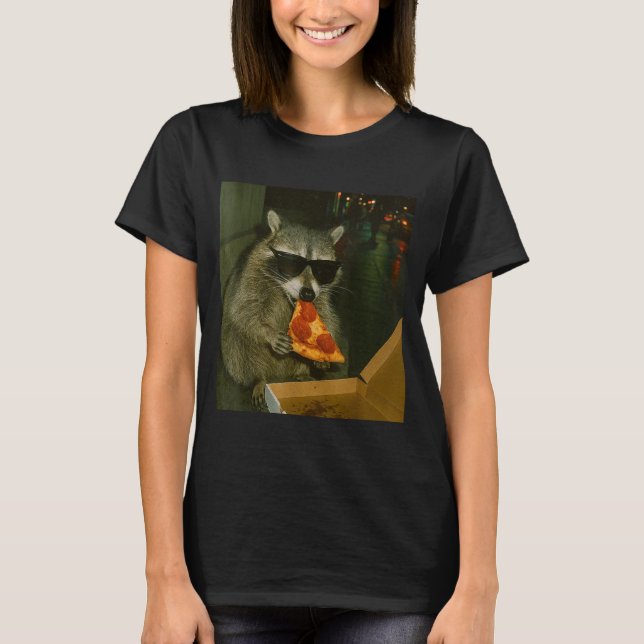 Camiseta Mapache Divertido Comiendo Zza Meme De Animal  (Anverso)