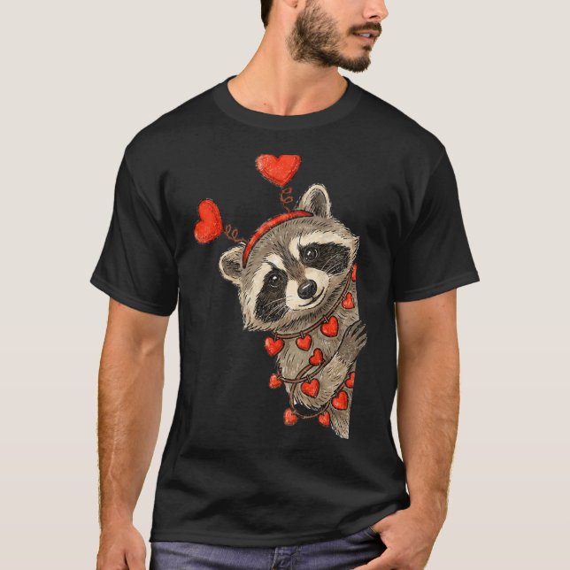 Camiseta Mapache Divertido Corazón San Valentín Animal Aman (Anverso)