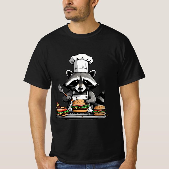 Camiseta Mapache divertido de barbacoa dando vuelta a hambu (Anverso)