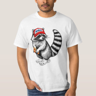 Camiseta Mapache divertido de Merica sosteniendo bandera de