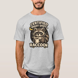 Camiseta Mapache divertido del turno de noche certificado A