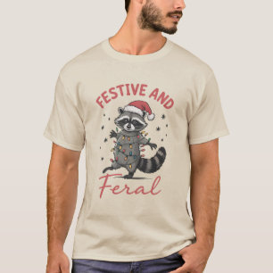 Camiseta Mapache Divertido Navidad Feral Meme Navidad 