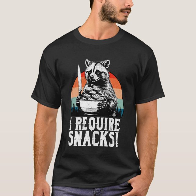 Camiseta Mapache Divertido Requiere Amante De Snacks Memes  (Anverso)