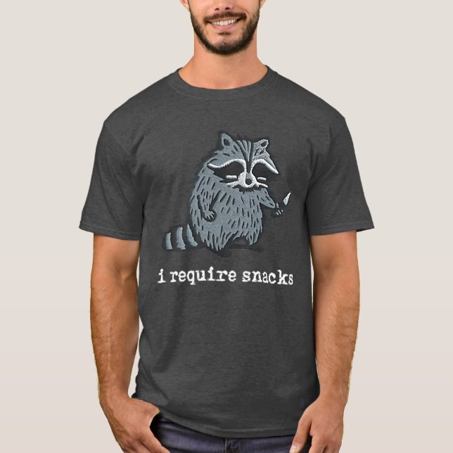 Camiseta Mapache Divertido Requiero Snacks para Hombres Muj (Anverso)