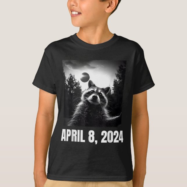 Camiseta Mapache Divertido Selfie Eclipse Solar Total (Anverso)