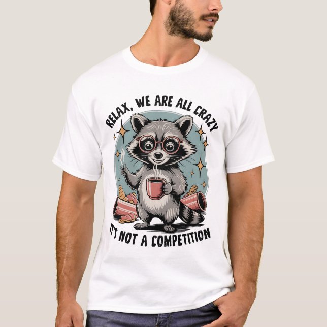 Camiseta Mapache Divertido Vibraciones Positivas (Anverso)