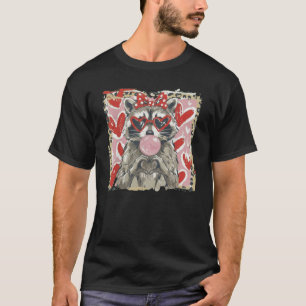 Camiseta Mapache divertido vintage leopardo San Valentín Oy