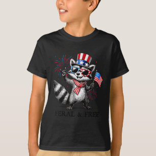 Camiseta Mapache Divertido Y Lindo Salvaje Y Libre 4 De Jul
