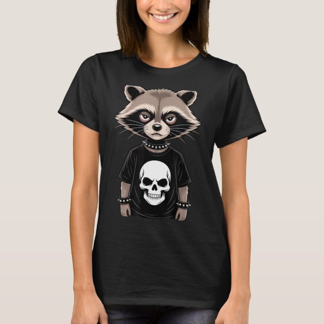 Camiseta Mapache Emo Oscuro Con Estilo Punk Calavera Altern (Anverso)