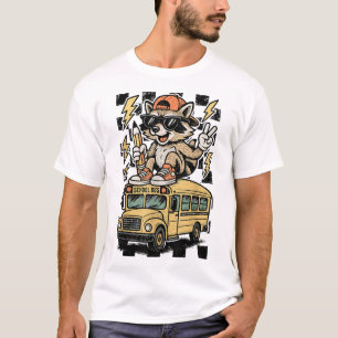 Camiseta Mapache en autobús de regreso a la escuela niño ma