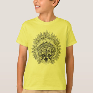 Camiseta Mapache en Doodle emplumado del capo de la guerra