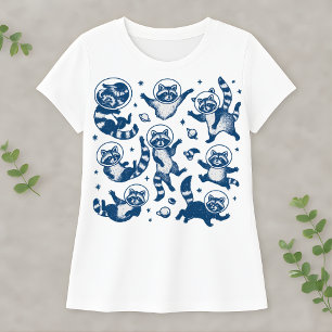 Camiseta Mapache Espacial Divertido Marfil Astronauta Anima