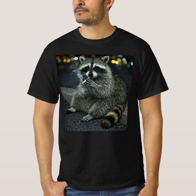 Camiseta Mapache Estúpidamente Divertido Fumando Cigarrillo (Anverso)