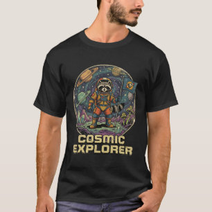 Camiseta Mapache Explorador Cósmico Vintage Sci-Fi Espacio 