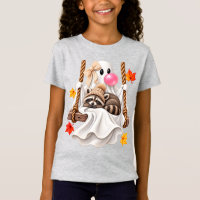 Mapache Fantasma Adorable Columpio de Otoño Hojas