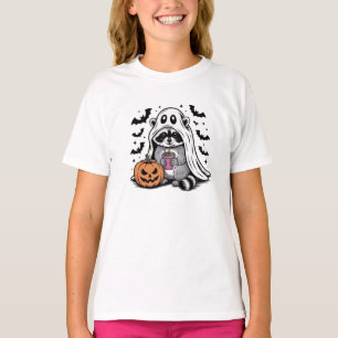Camiseta Mapache Fantasma Bebiendo Café