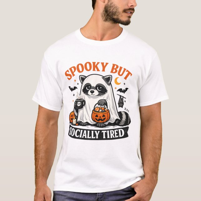 Camiseta Mapache Fantasma Socialmente Cansado (Anverso)