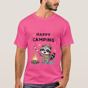 Camiseta Mapache Feliz de Acampada Amigo de la Fogata Lindo