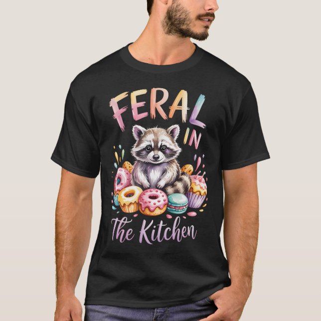 Camiseta Mapache Feral En La Cocina Donut Cupcake (Anverso)