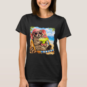 Camiseta Mapache Feral Vibra de Verano Divertido Clima Marg