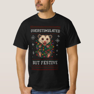 Camiseta Mapache Festivo pero Sobrestimulado Meme de Navida
