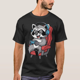 Camiseta Mapache Gamer Divertido Entusiasta de Videojuegos