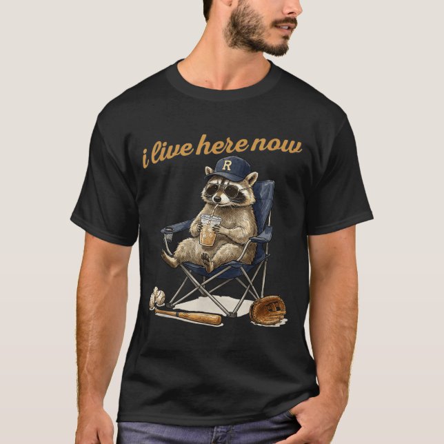 Camiseta Mapache genial campo de béisbol de café vive (Anverso)