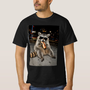 Camiseta Mapache Genial Comiendo Perro Caliente Ciudad Noch