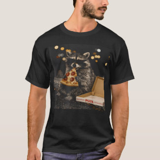 Camiseta Mapache Genial Comiendo Pizza Animal Divertido