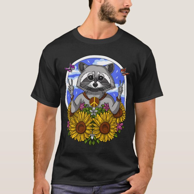 Camiseta Mapache Hippie (Anverso)