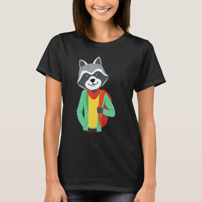 Camiseta Mapache Hipster con Chaqueta Mapache Geek Tonto (Anverso)