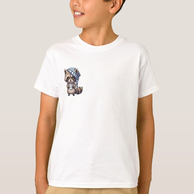 Camiseta Mapache Infantil Café Soñoliento (Anverso)