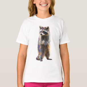 Camiseta Mapache Infantil Prismático de Pie Colorido