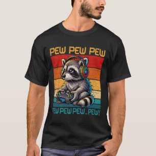 Camiseta Mapache Jugador De Videojuegos Vintage Pew Amor Ma