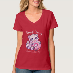 Camiseta Mapache Kawaii Donut No Te Preocupes 