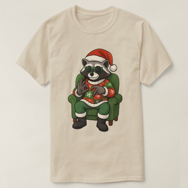 Camiseta Mapache Lindo 67 Meme Seis Siete 6-7 Navidad  (Diseño del anverso)