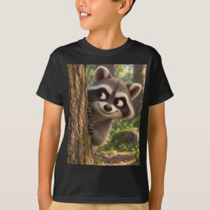 Camiseta Mapache lindo y juguetón asomándose