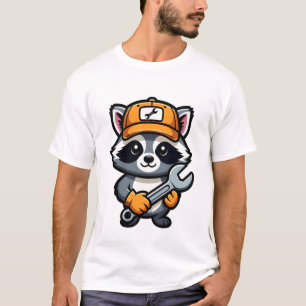 Camiseta Mapache Mecánico con Gorra Naranja