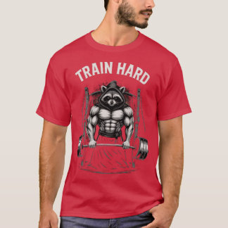 Camiseta Mapache Musculoso Guerrero de Gimnasio Lluvia Dura