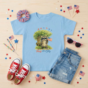 Camiseta Mapache Patriótico 4 de Julio Animal Azul