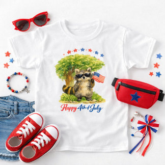 Camiseta Mapache Patriótico Caprichoso 4 de Julio Animal