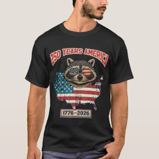 Camiseta Mapache Patriótico Divertido América 250 Año 1776