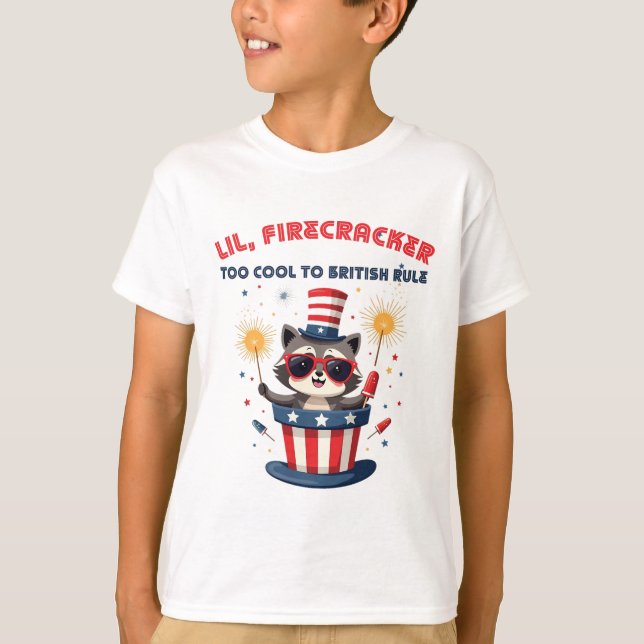 Camiseta Mapache Pequeño Petardo 4 de Julio (Anverso)